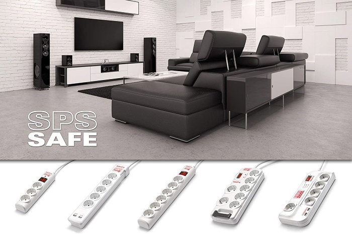 Salicru SPS SAFE 3 Regleta con 3 Tomas Schuko y Protección contra Sobretensiones